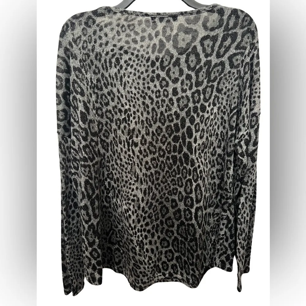 INC Metallic Cheetah Print longsleeve shirt Black Size L - Image 2