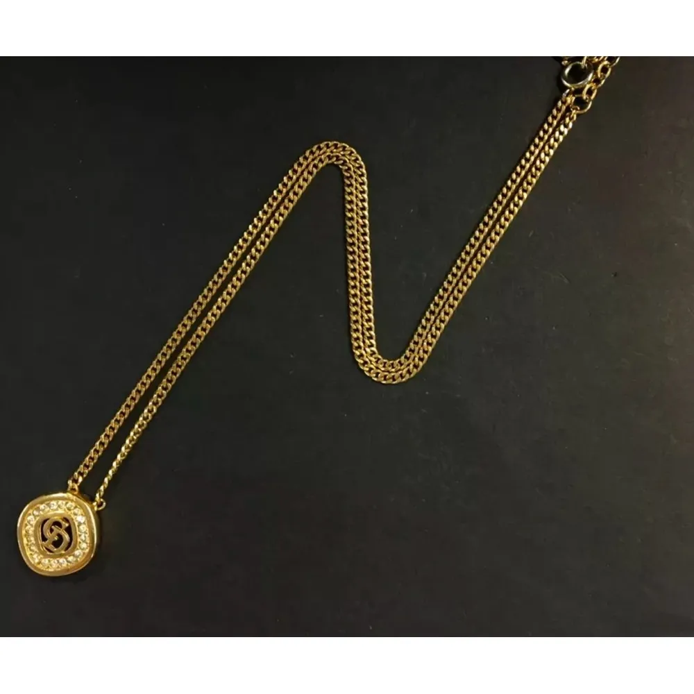 Christian Dior CD logo gold and crystal necklace - Image 6