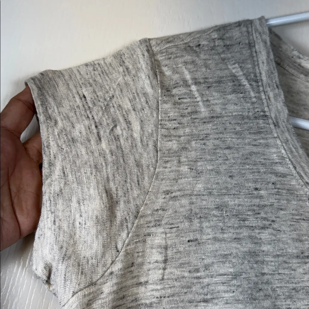 Tahari 100% Linen Gray V-Neck Shirt Size Med EUC #2028 - Image 2