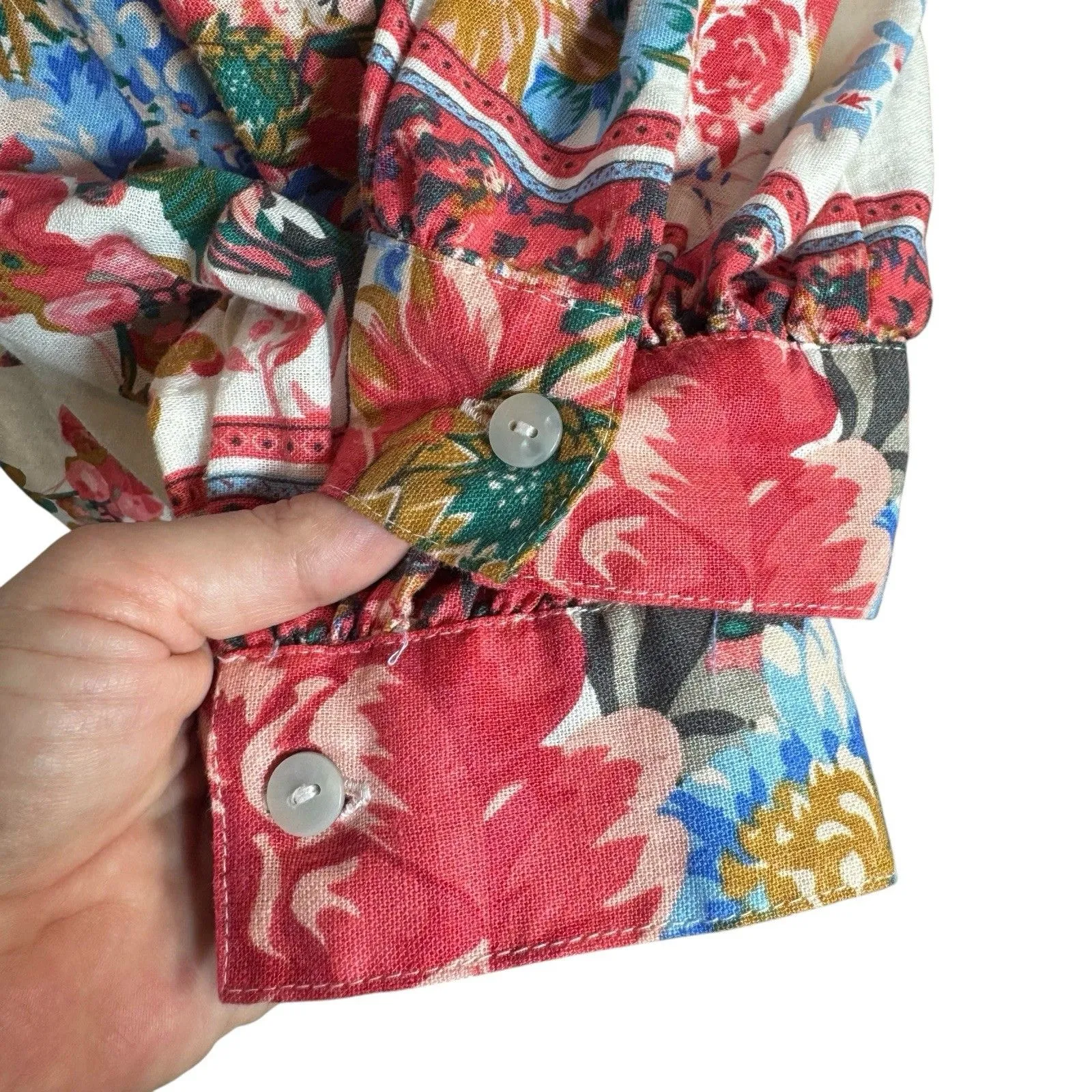 Cynthia Rowley Floral Button Up Tunic Blouse Size 3X Multicolor Boho Peasant NWT - Image 7