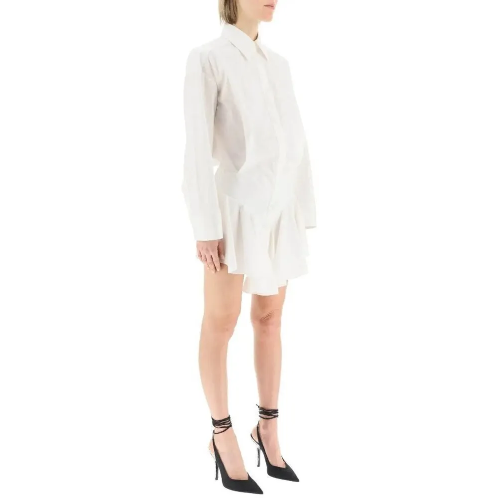 THE ATTICO Candice Mini Dress in White 42 New Womens Collard Ruffle Shirt Size undefined - Image 12
