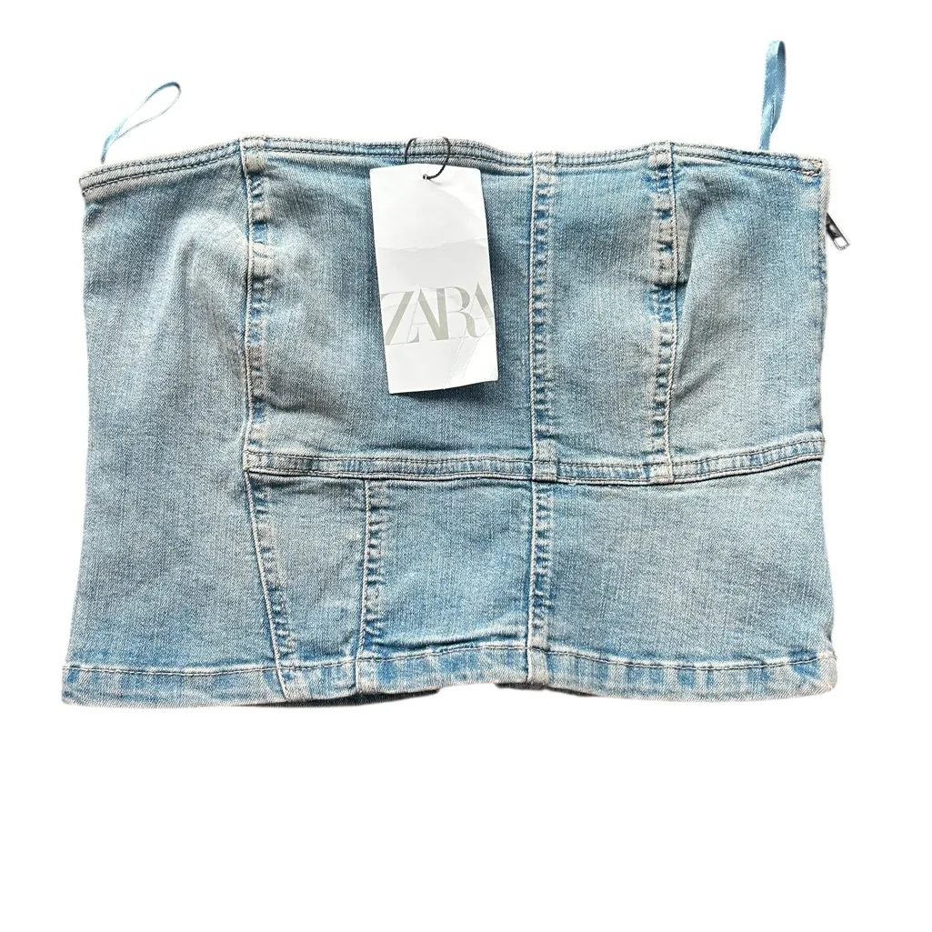 Zara Blue Denim Tube Top NWT Size Large - Image 3