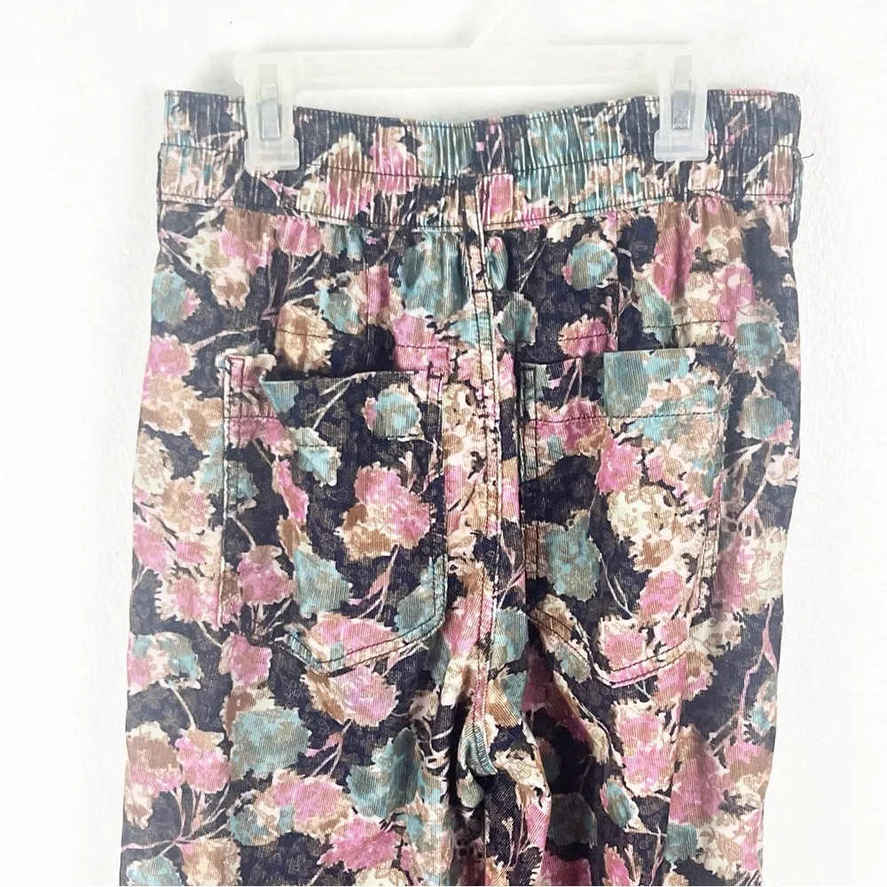 ANTHROPOLOGIE Anisa Floral Corduroy High Rise Elastic Waist Joggers, Size XS - Image 9
