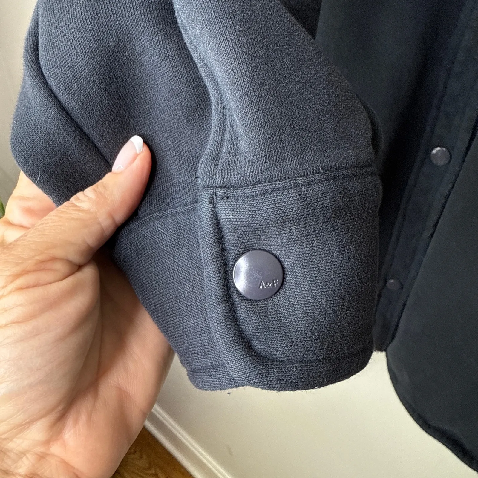 Abercrombie & Fitch Soft A&F Black Fleece Shirt‎ Jacket Size XXXL Snap Front - Image 5