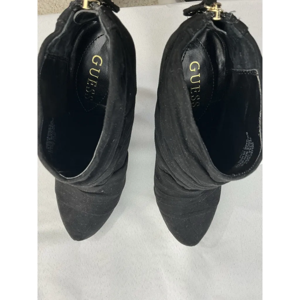 Womans Guess Booties 5.5 M Black Back Zip Stilettos Heels Rushed - Image 6