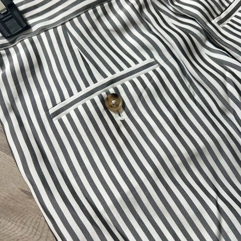 NWOT Pants Womens Black White Striped Wide Leg Straight - Image 4