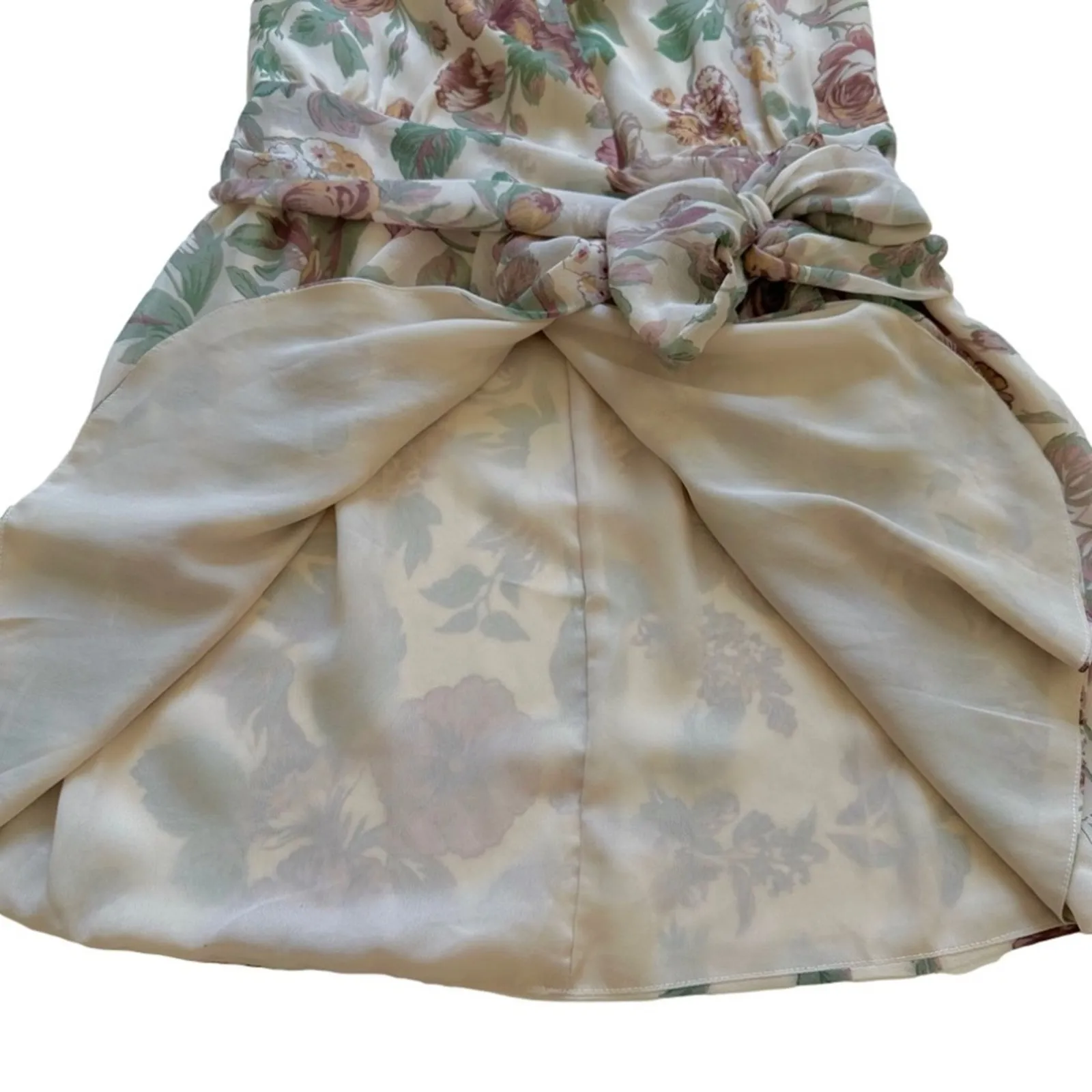 Fab’rik Dress Marnie Floral Print Chiffon Lantern Sleeves Wrap Tie Small NEW - Image 9