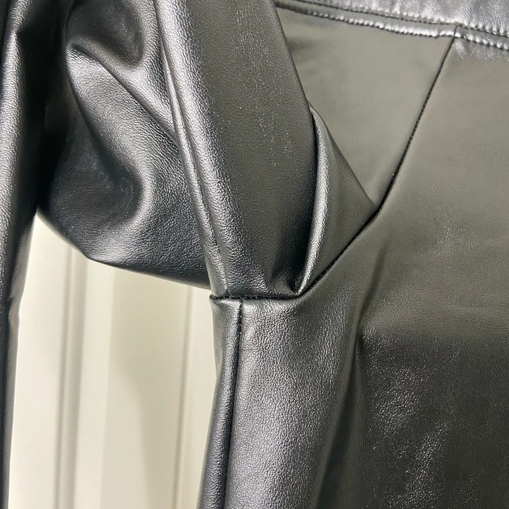 NWOT Vince Camuto women’s black faux leather stretch thick fleece lined leggings - Image 2