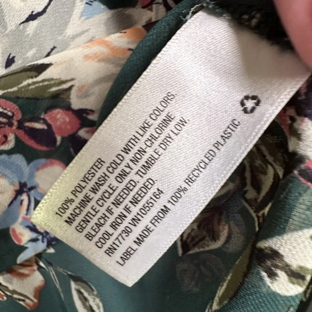 A New Day Blouse Womens Medium Green Floral Long Sleeve Pullover Lightweight Top - Image 6