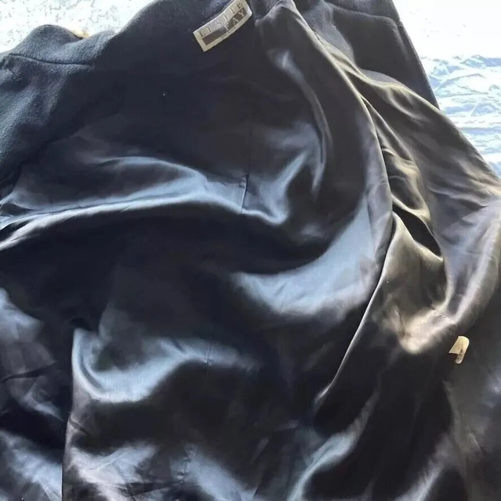 Vintage Leslie Fay Womens Sz L-XL Black Leopard Wool Long Coat Made in USA - Image 11