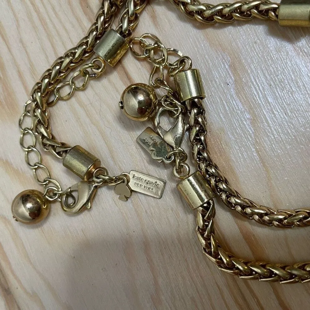 Kate Spade‎ Statement Necklace Bracelet Bangle Lot Cut to the Chase Idiom Gold - Image 7