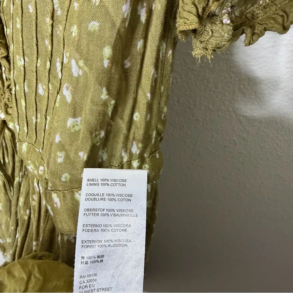 Free People Rare Feeling Maxi Dress Green Kiwi Combo Cottagecore Womens Size XS - Image 11