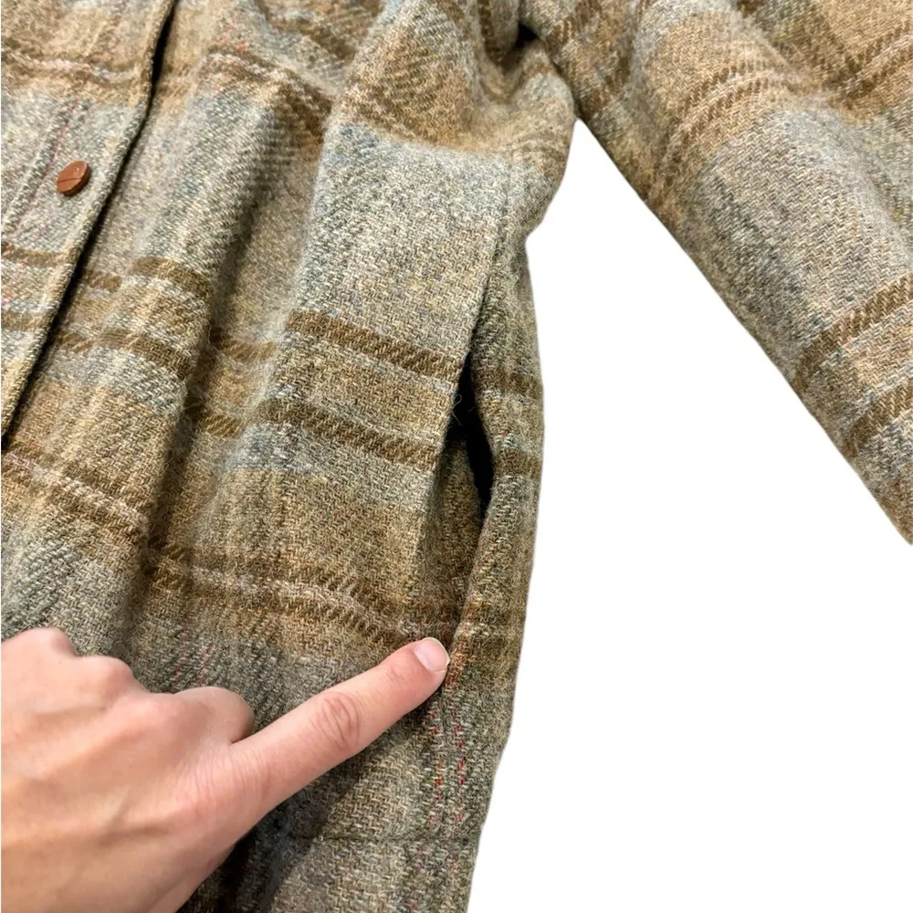 Vintage Stanley Blacker Wool Jacket Plaid Brown Gray Button Lined Jacket Size 8 - Image 6