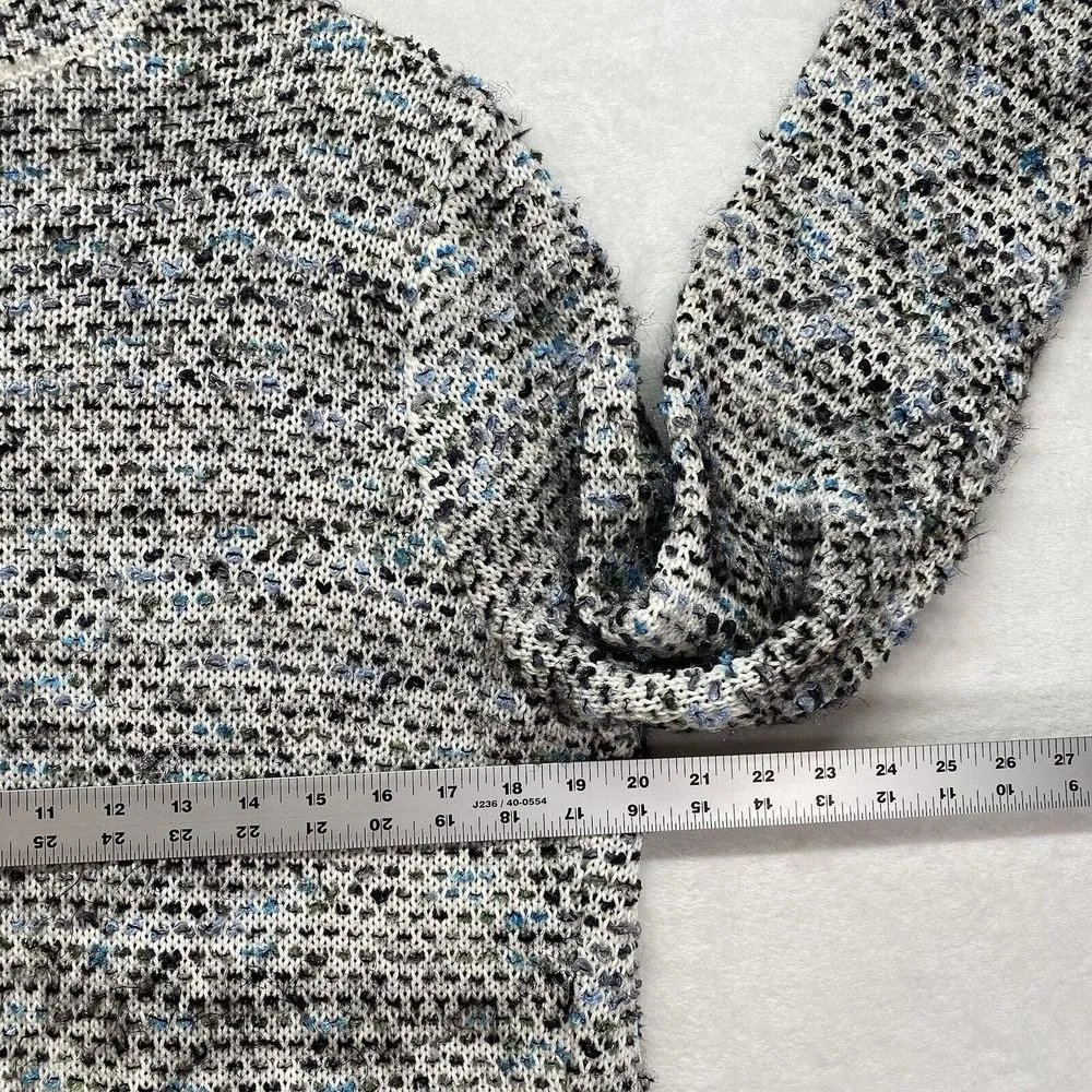 Carlisle Cardigan Sweater Womens Large Open Knit Duster White blue black boho - Image 9