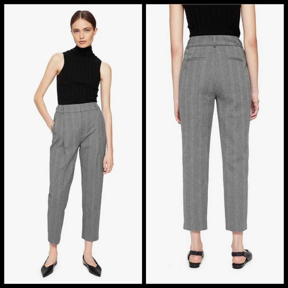 💕ANINE BING💕 Becky Trouser Pant ~ Straight Leg High Waisted Grey Fishbone 36 - Image 3