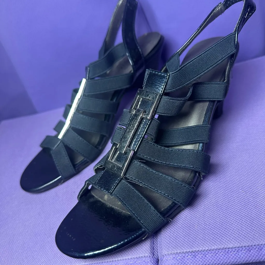 London Fog NewCay Women's Open-Toe Slip-On Strappy Classy Heels 7.5M - Image 5