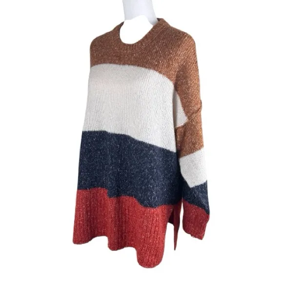 Madewell Striped Baxter Alpaca Tunic Sweater Top Medium Colorblock - Image 3