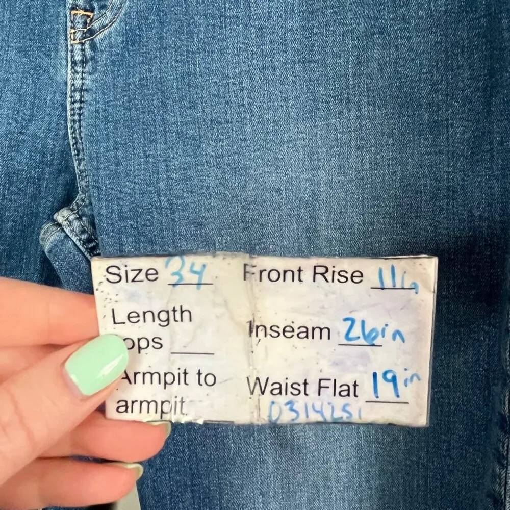 Gap Vintage Slim Mid Rise Medium Indigo Blue Denim Wash Jeans 34/18R - Image 13