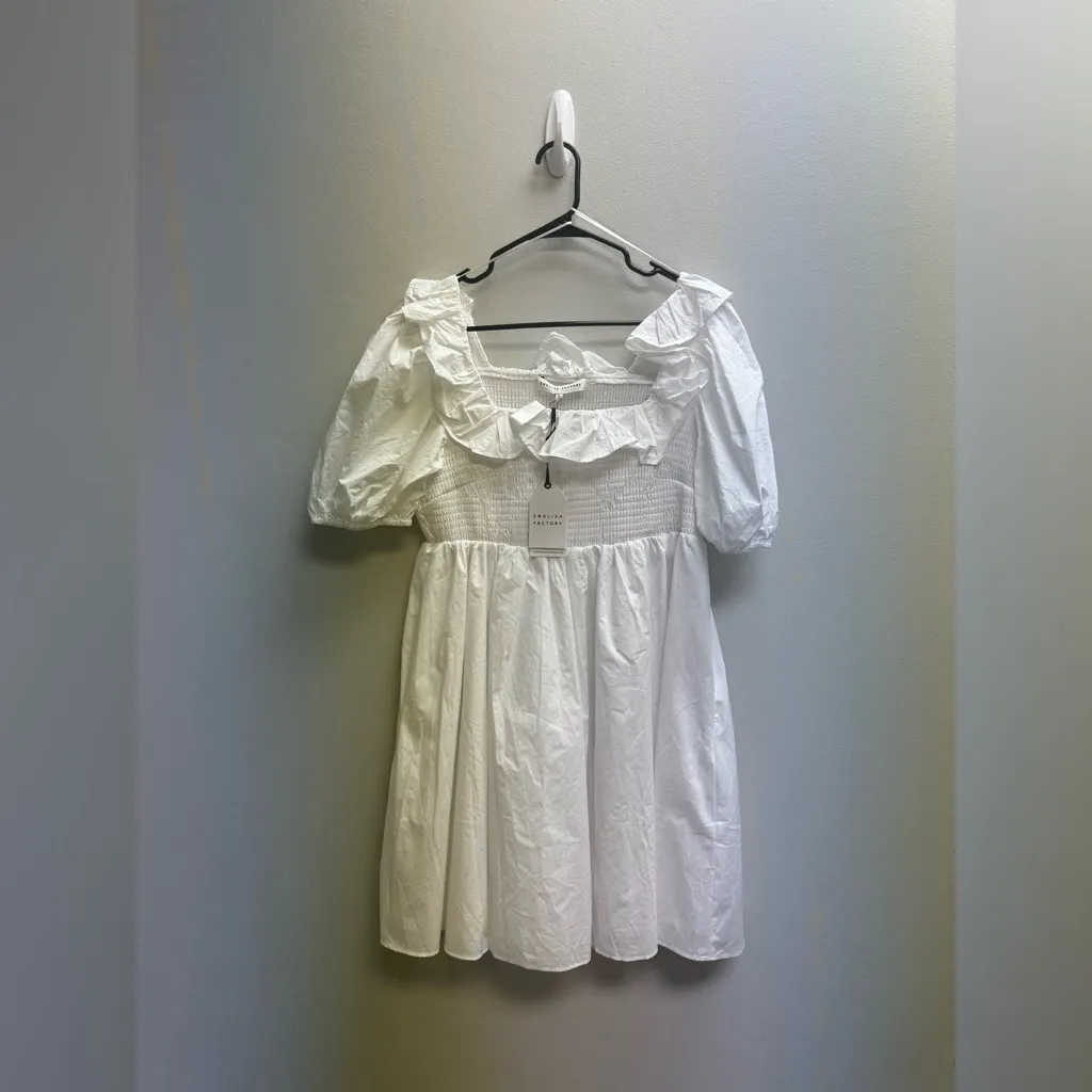 Apparel- English Factory Smocked Puff Sleeve Mini Dress - Image 2