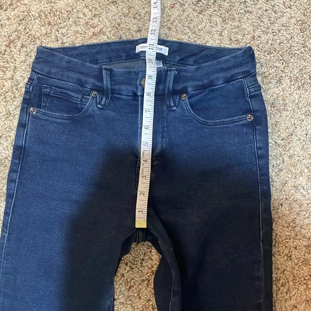 Good American Good Legs Frayed Hem Dark Wash Blue Skinny Jeans Size 0/25 - Image 11