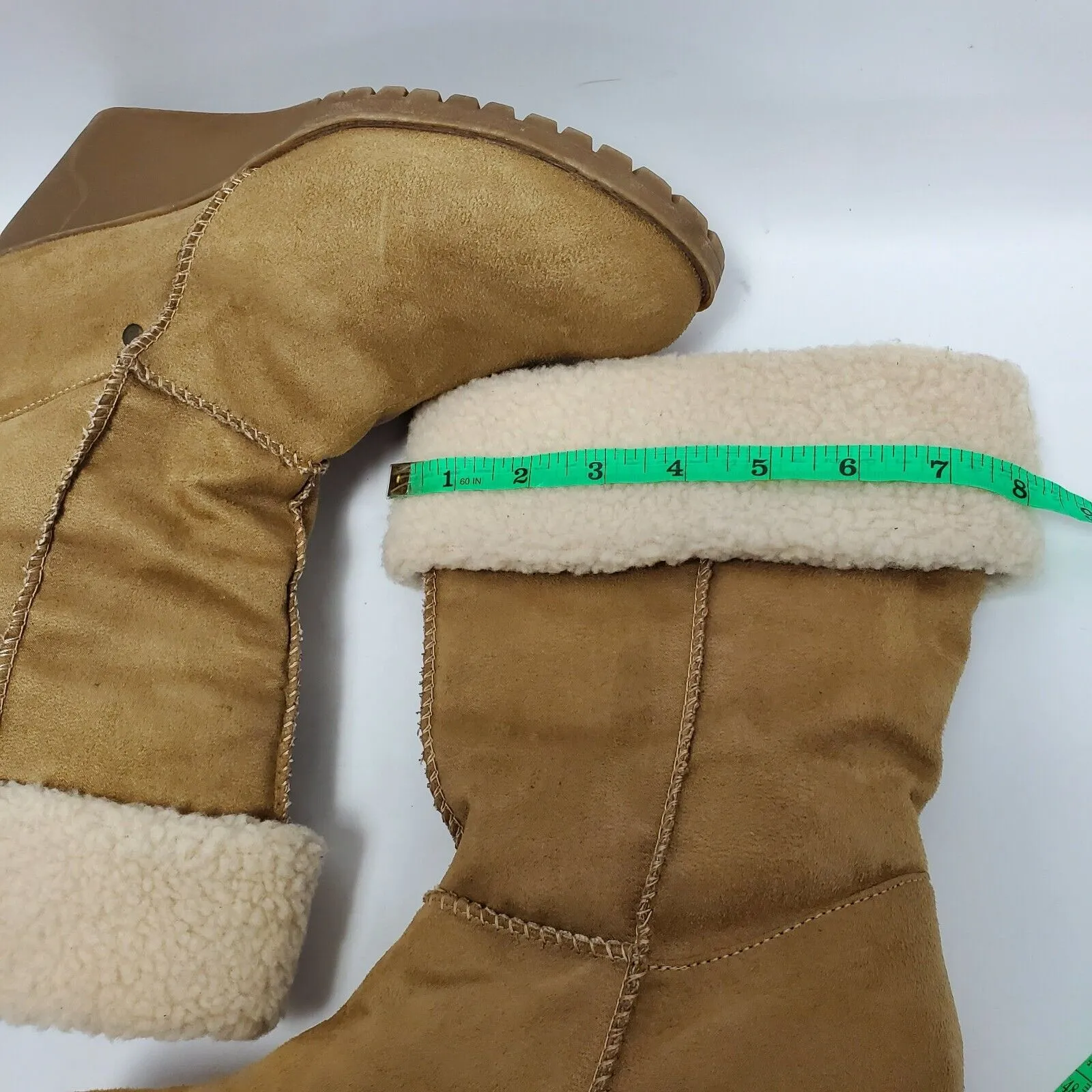 Jellypop Womens Sheepskin Lined Suede Wedge Heel Round Toe Mid Calf Snow Boots 9 - Image 7