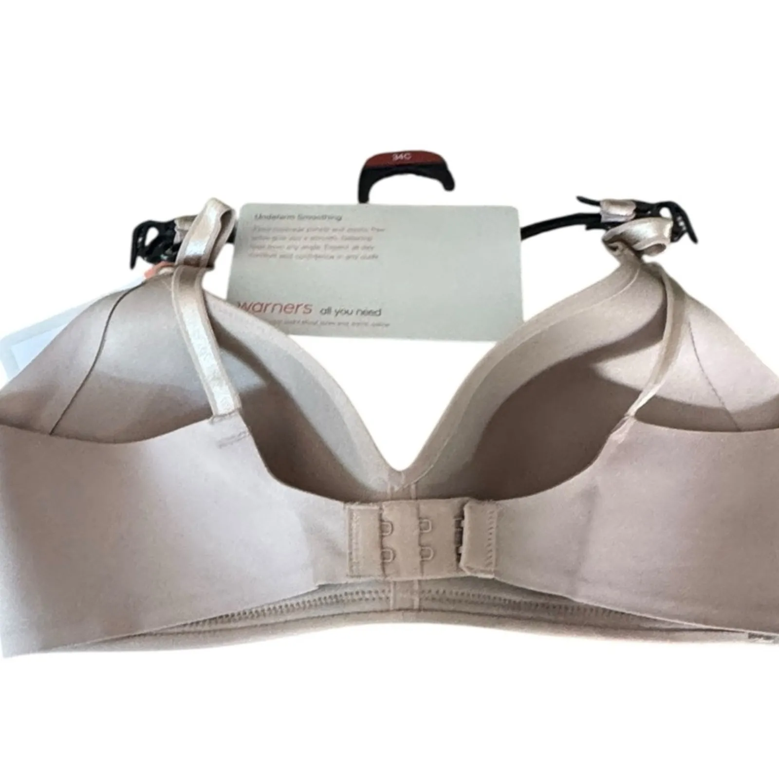 Warner's BLISSFUL BENEFITS underarm smoothing Comfort T shirt Bra NEW Size 34C Tan - Image 3