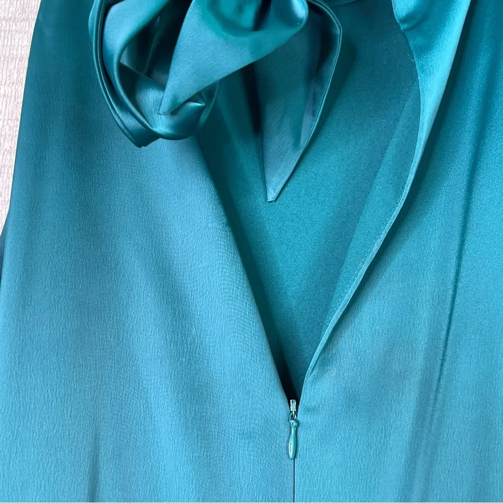 Tahari ASL Size 16 Hunter Green Tie Neck V - Image 10