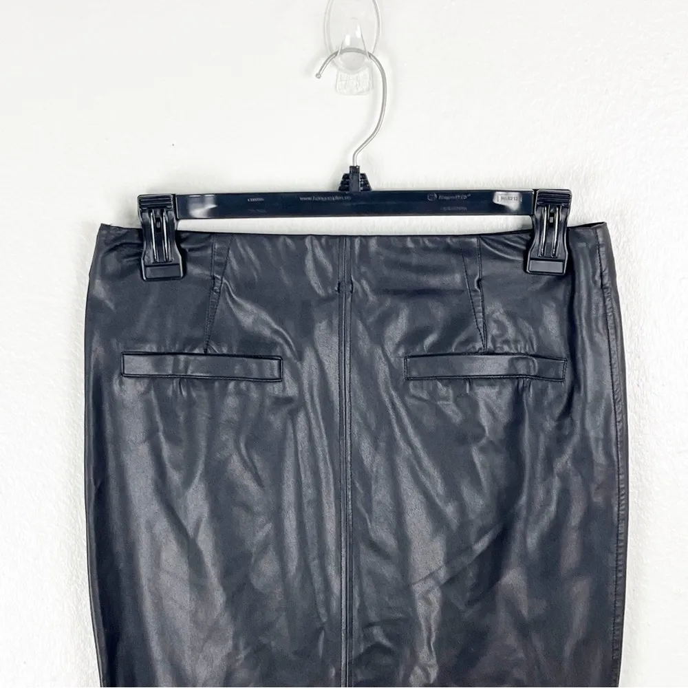 DAVID LERNER Black Faux Vegan Leather Pull On Pencil Skirt, Size XS - Image 7