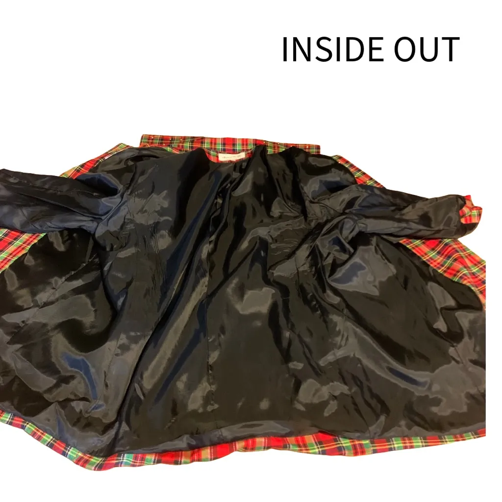 VINTAGE 1990'S SHERRY PHILIPS RED PLAID & GOLD STUDDED BLAZER (2X) - Image 10