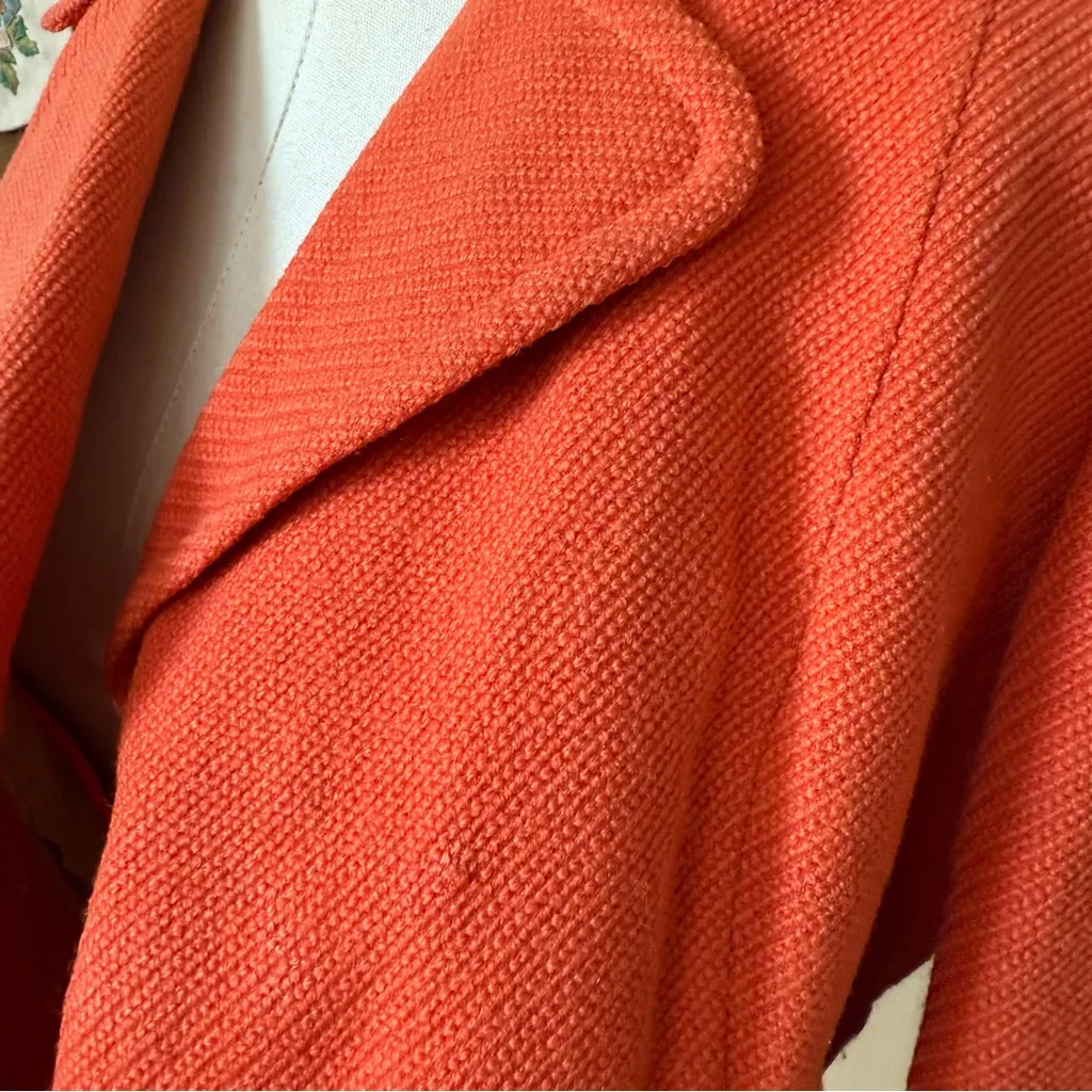 Vintage 1960s Retro Red Orange Wool Jacket Size 8 - Image 9