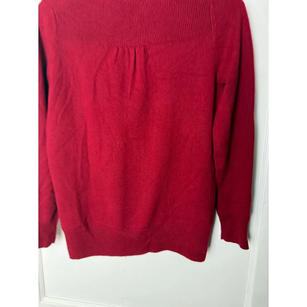 Talbots Sweater Women's Small Red V-neck Cashmere Petite Classic Relaxed - Image 5