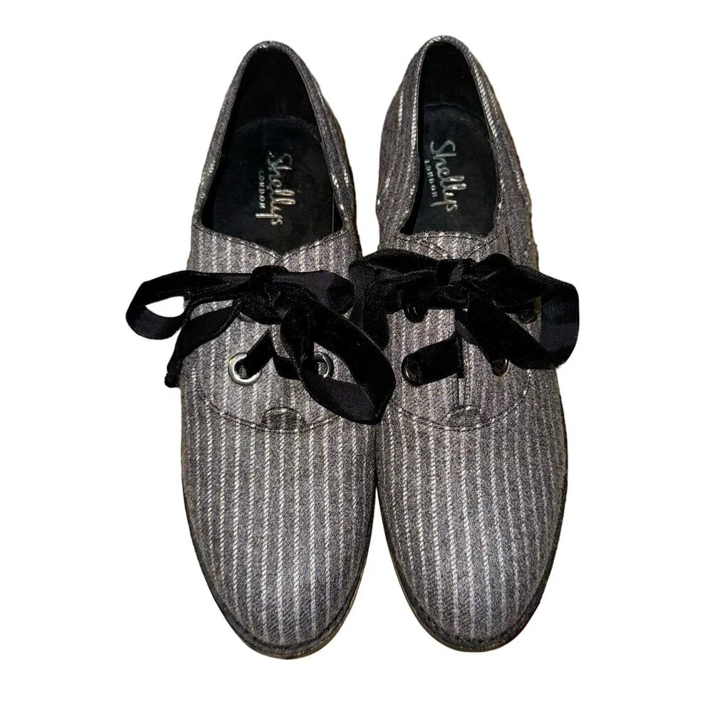 Shellys London Frankie Grey Pinstripe Tailored Oxford Lace Up Shoes 9.5 Formal Gray - Image 2