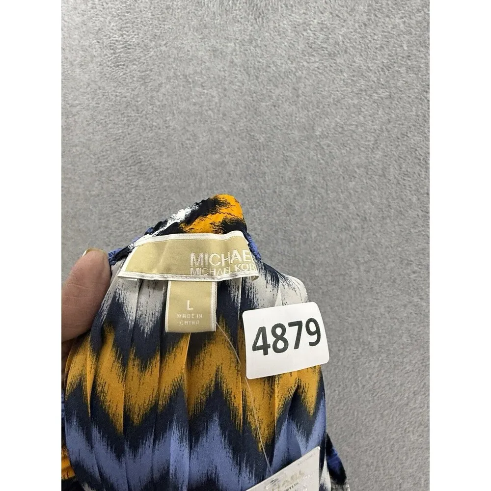 MK Michael Kors Women's Maxi Skirt Striped Pleated Size Large Chevron - Image 7