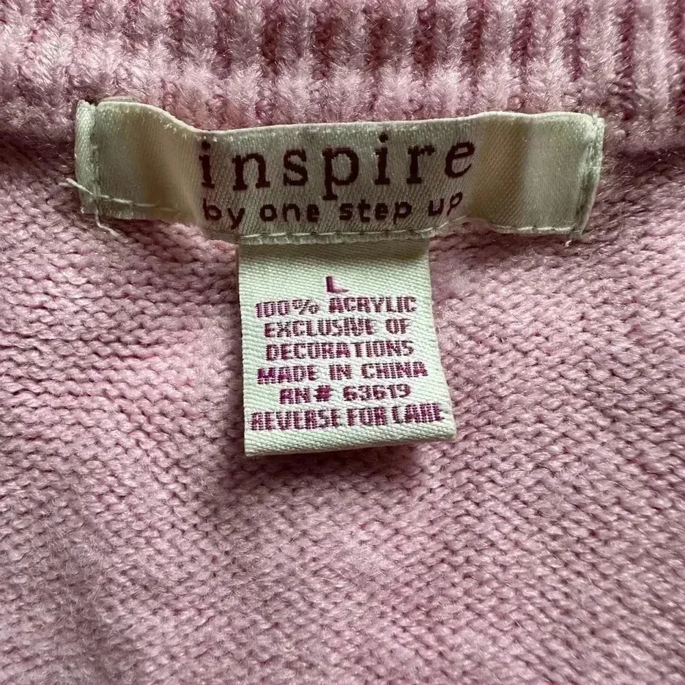 One step up size large pink embellished sweater - Image 4