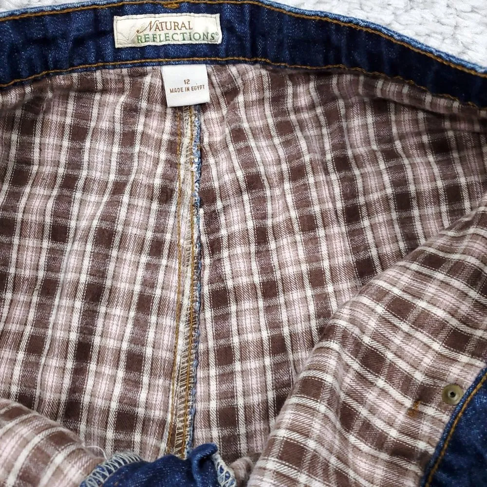 Natural Reflections Flannel Lined Straight Leg Jeans Women's Size 12 Blue Denim - Image 7