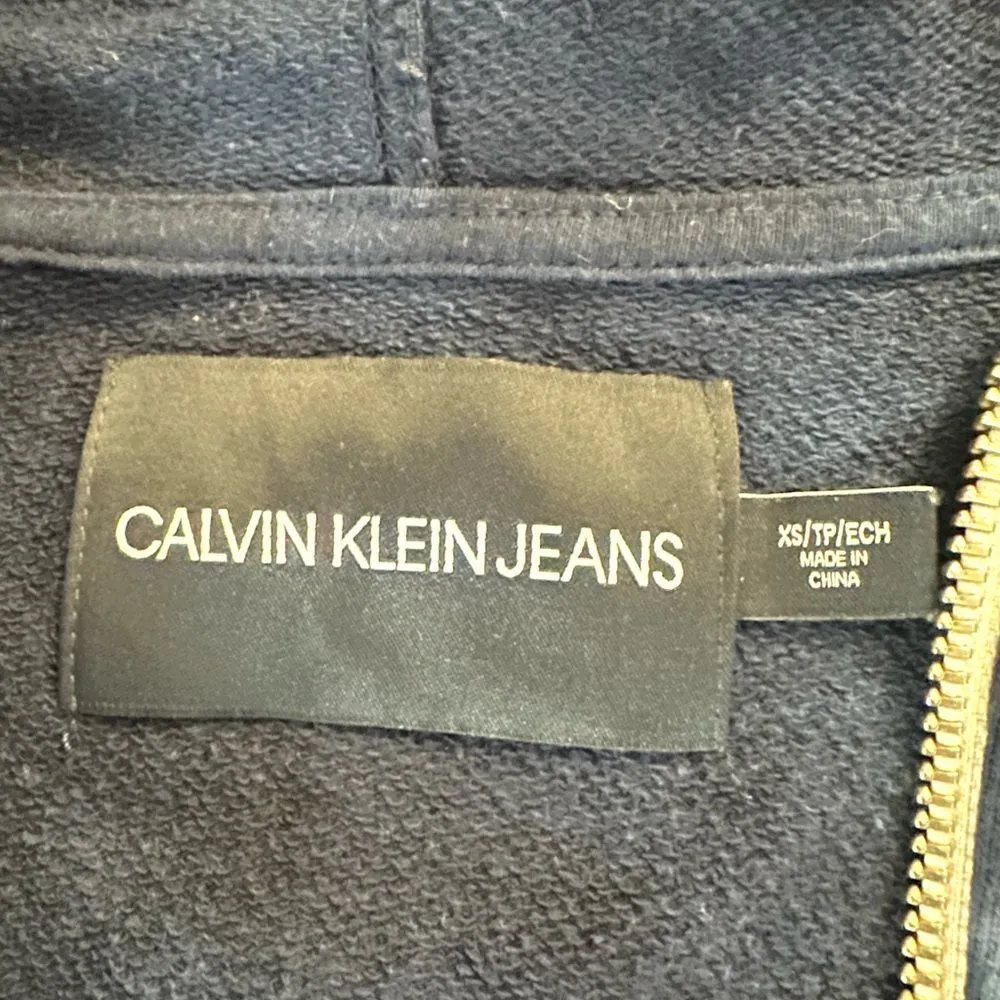 EUC Calvin Klein Jeans Cropped Hoodie Blue Size XS - Image 6