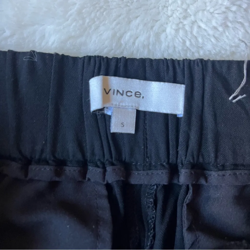 Vince Pull On Elastic Waist Faux Closure High Waist Semi-Satin Black Pants - Image 5