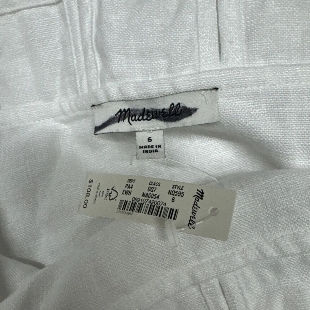 NWD Madewell Embroidered Tank Mini Dress Eyelet White 100% Linen Size 6 - Image 10