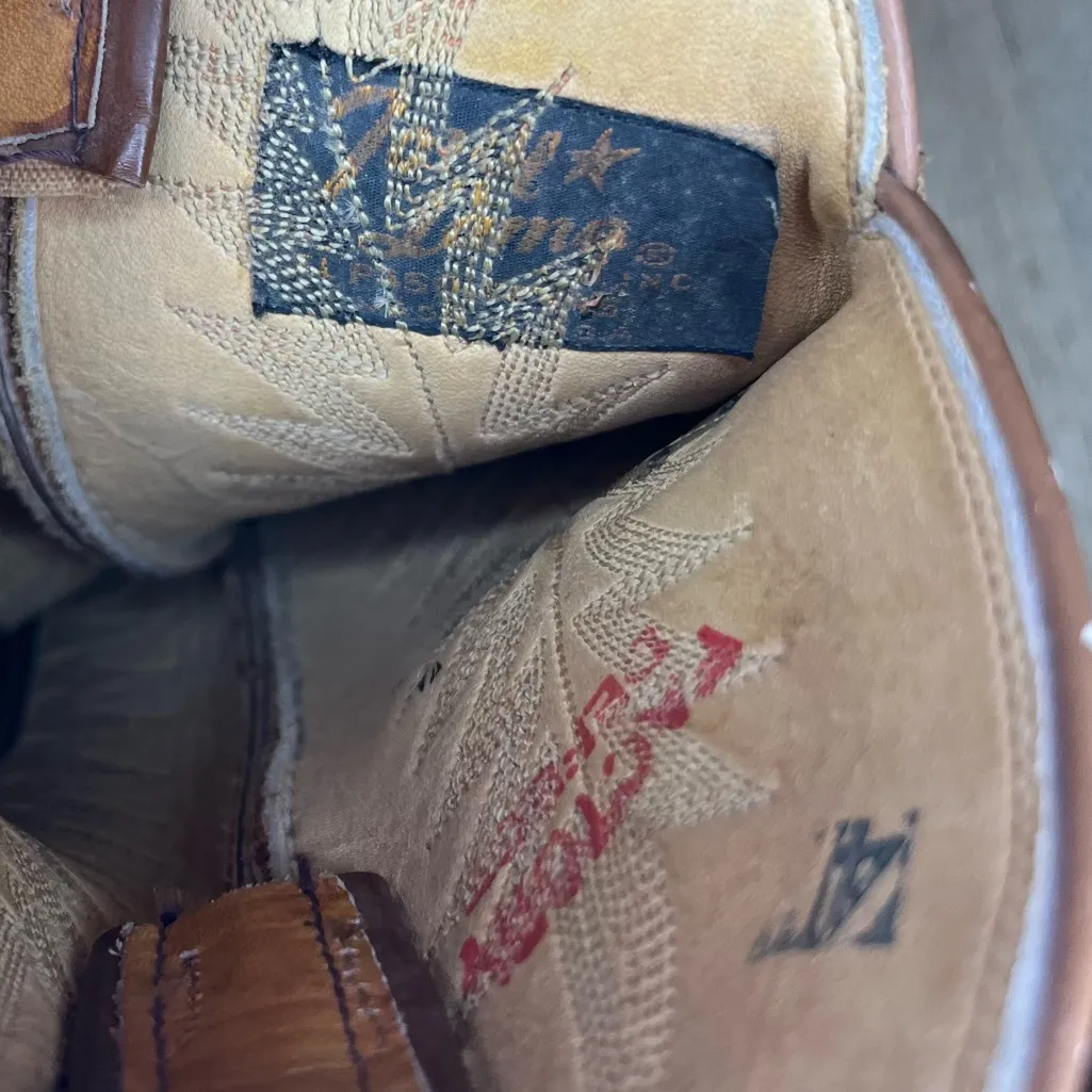 Vintage Tony Lama Black Label Marble Leather Tan Western Cowboy Boots Women’s 6 - Image 10