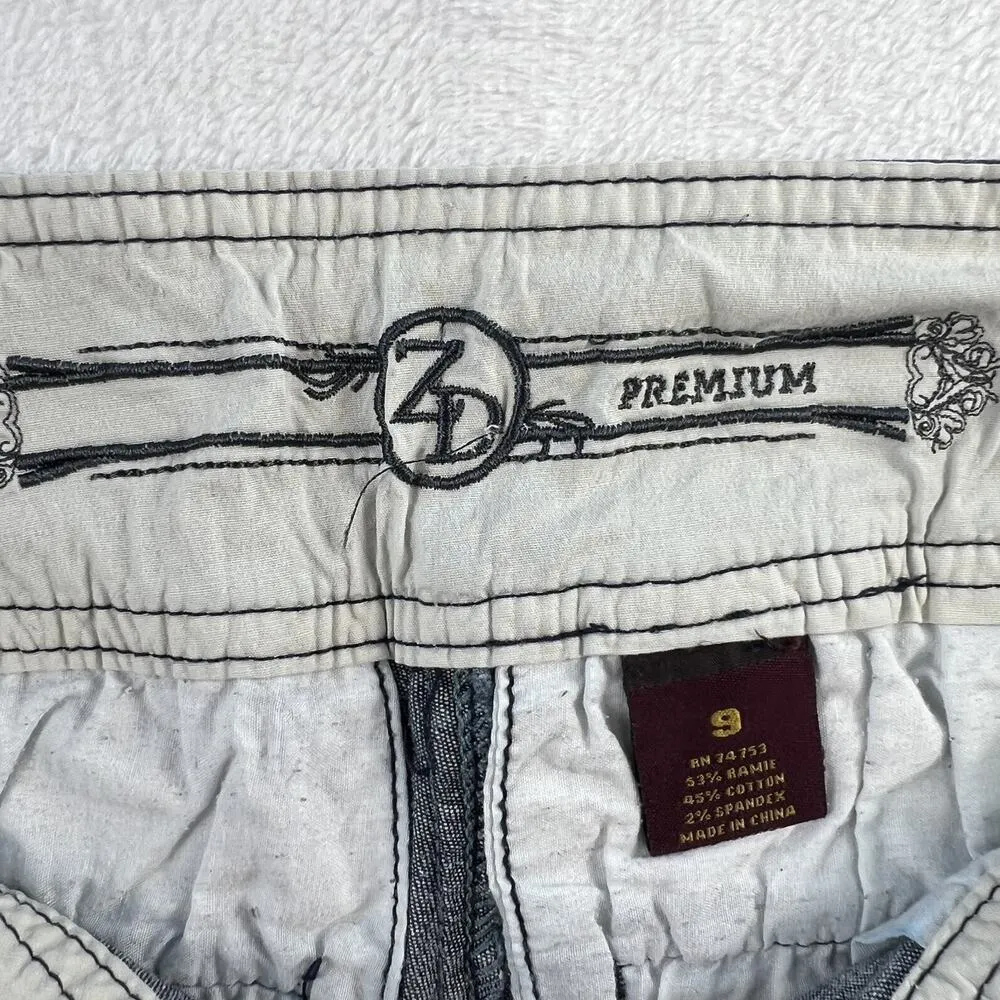 Y2K Zana Di Jrs 9 Bermuda Shorts Low Rise Blue Denim Sailor Long Street Grunge - Image 6