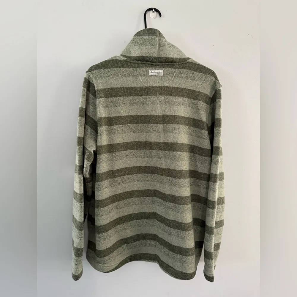Avalanche Outdoor Supply Sweater Green Striped Quarter Button Teddy Sherpa XL - Image 9