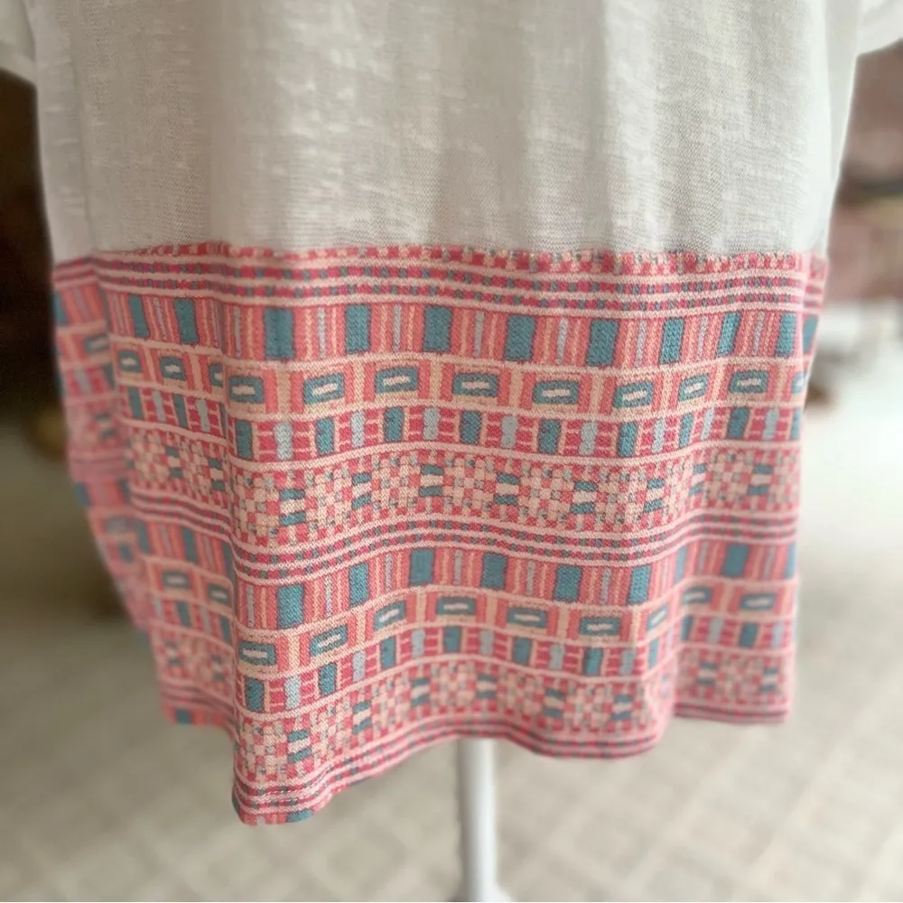 Haptics White Open Front Tribal Contrast Hem Long Cardigan M Size M - Image 14