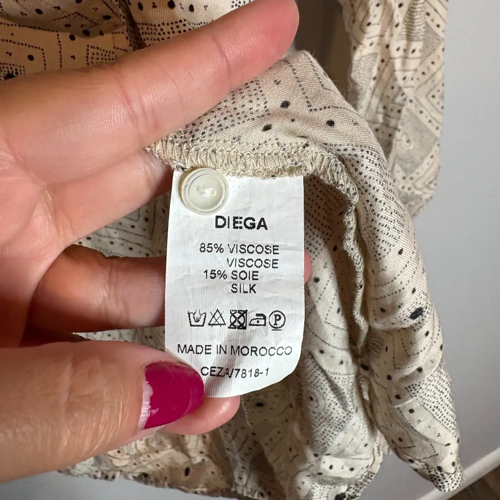 DIEGA silk blend patterned button down shirt Black Size M - Image 4