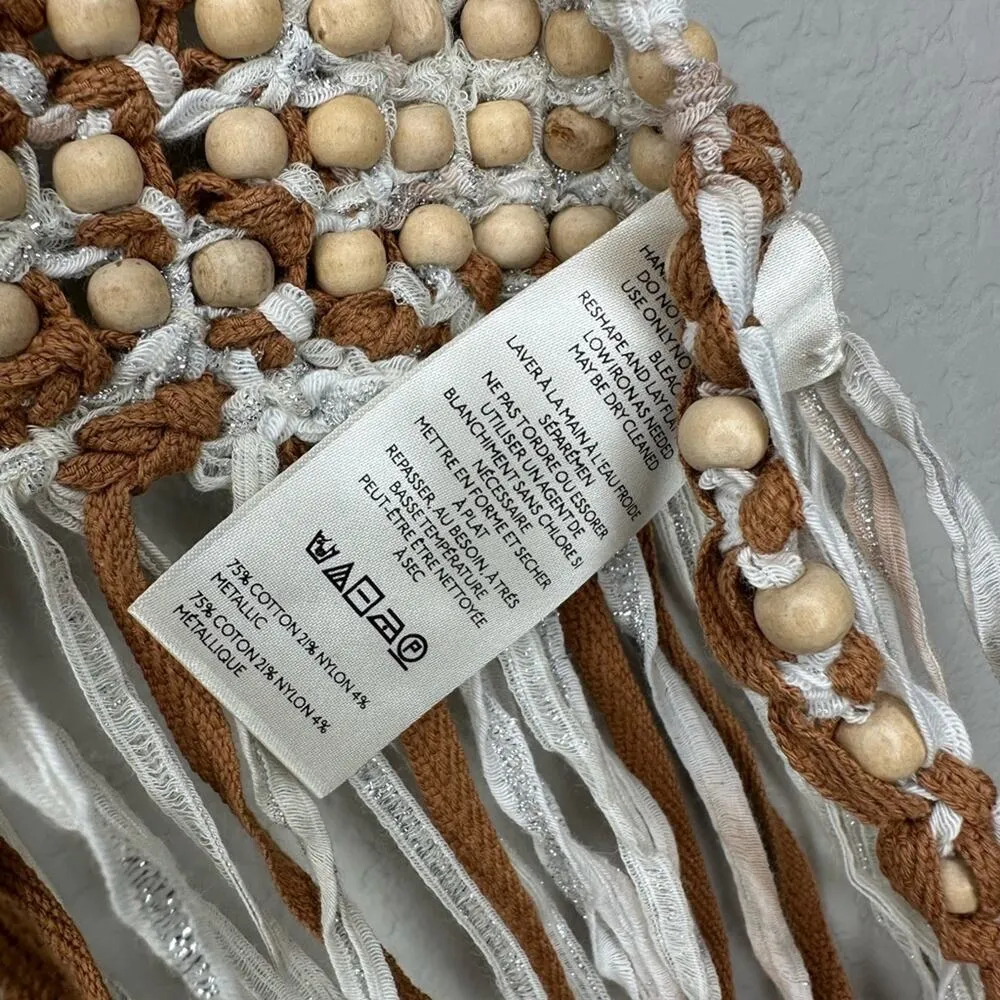 FREE PEOPLE Festival Macrame Metallic Beaded Halter Tank Top Cover Up Size Small - Image 6