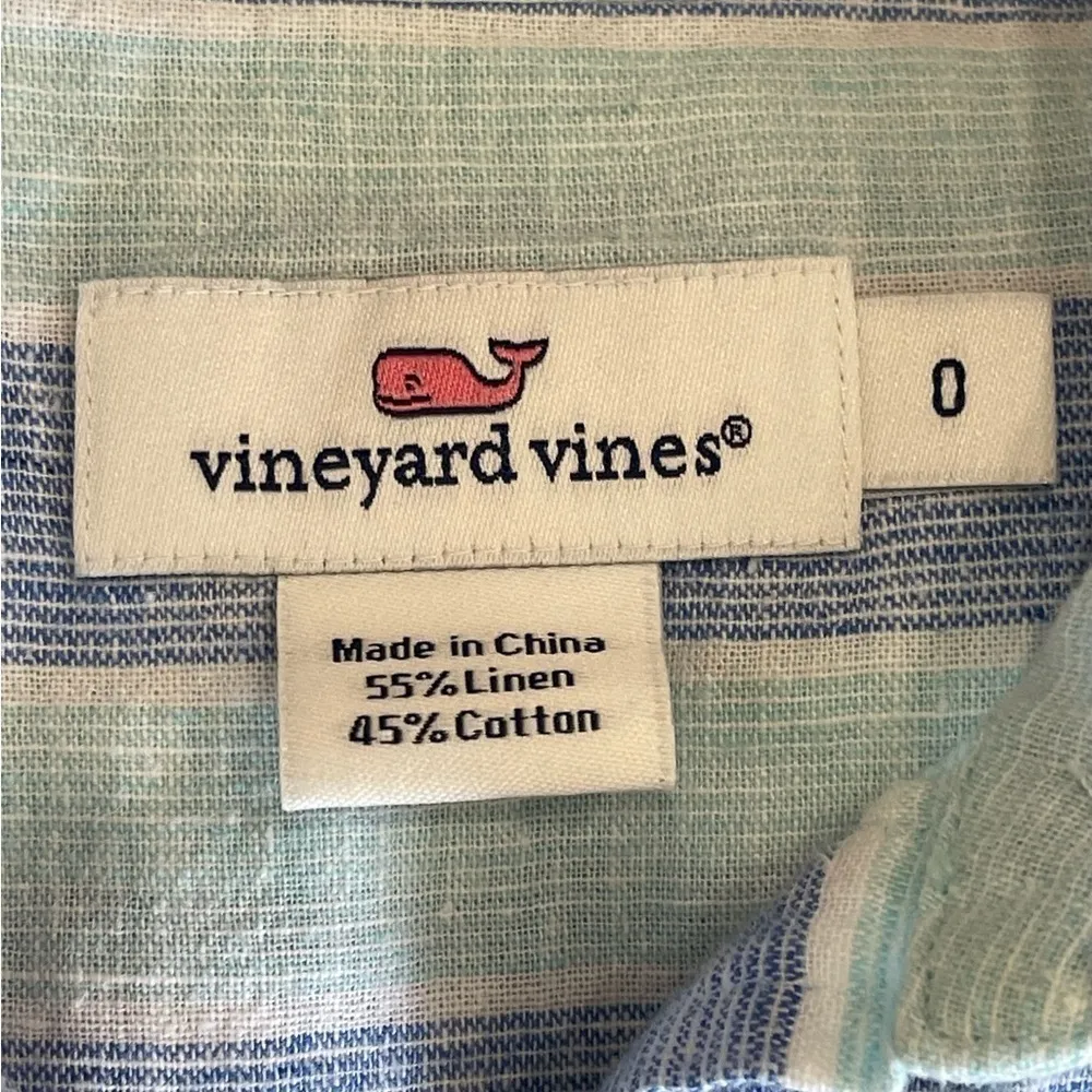 Vineyard Vines size 0 tabbed sleeve top 55% linen - Image 4