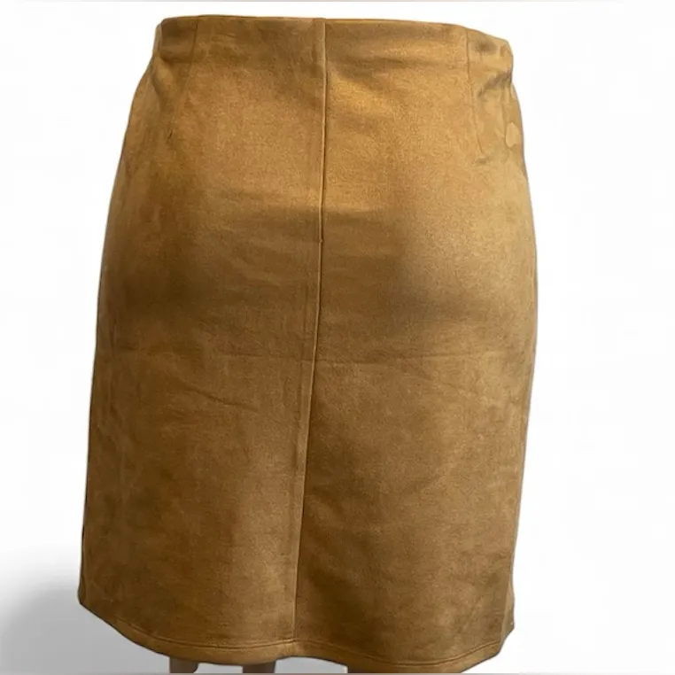 Scarlett Tan Mini Skirt with Button Detail - Image 2