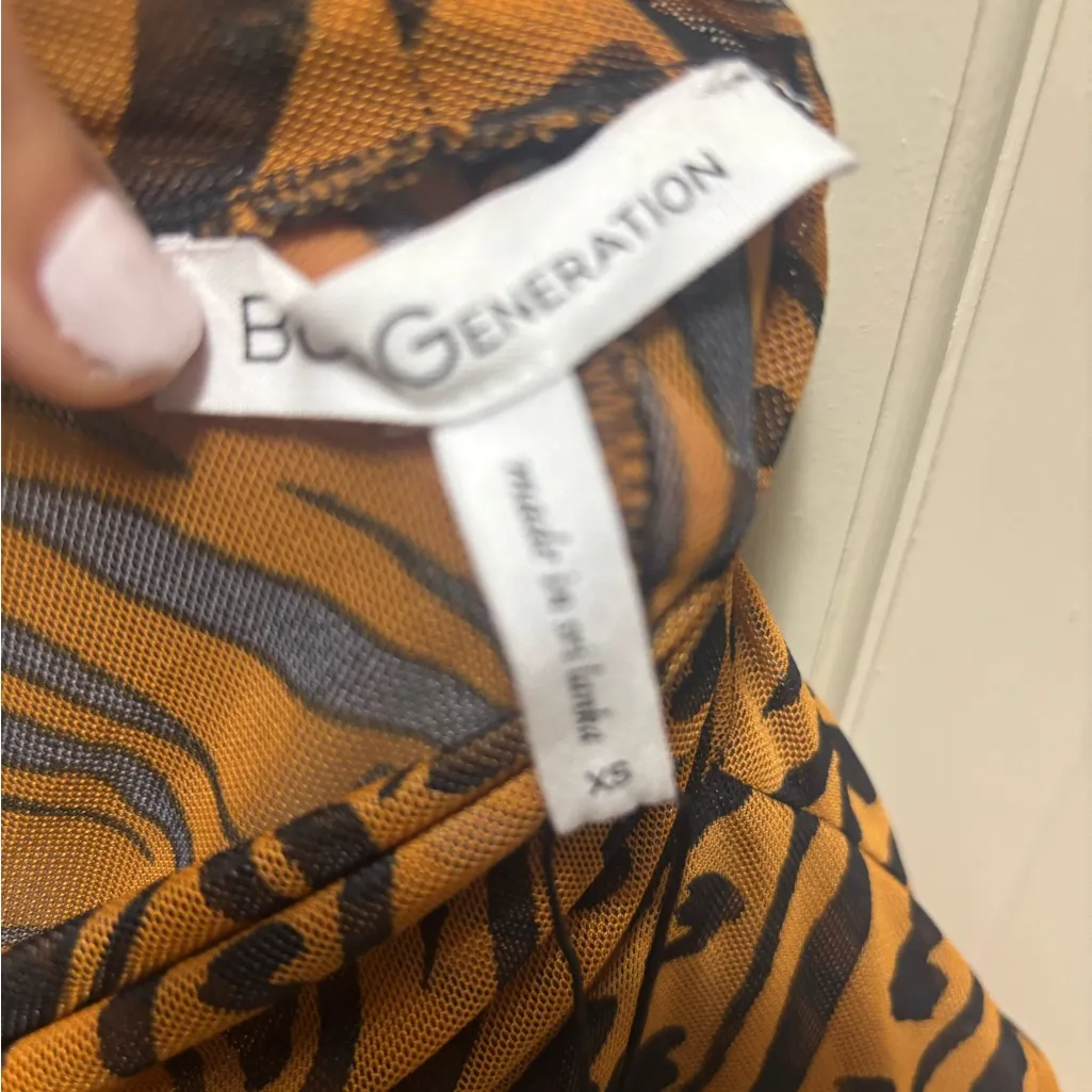 BCBGeneration Animal Print Long Sleeve sheer mesh Top - Image 4