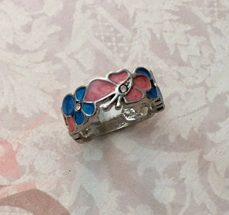 Pink & Blue Butterfly Ring, Size 8 Multiple - Image 5