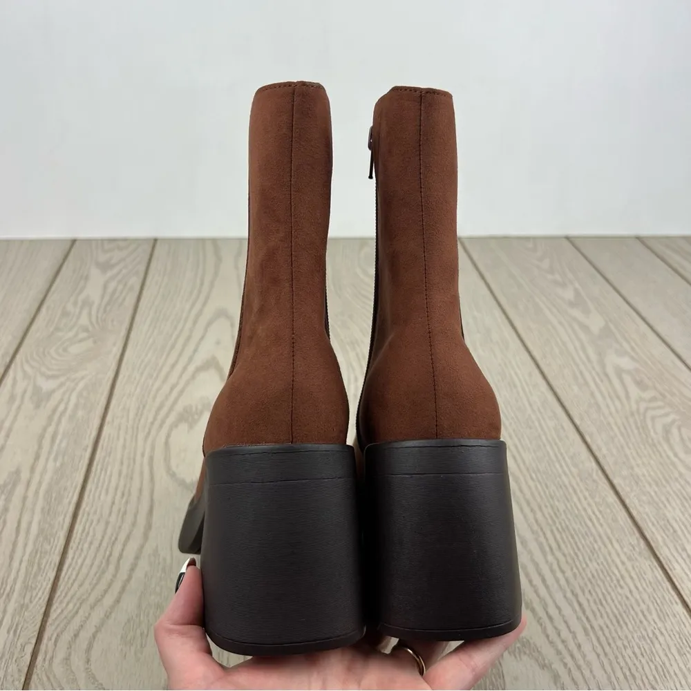 Sun + Stone Women's Tiannaa Platform Booties 7M Russet MC Faux Suede $80 Brown Size 7 - Image 6