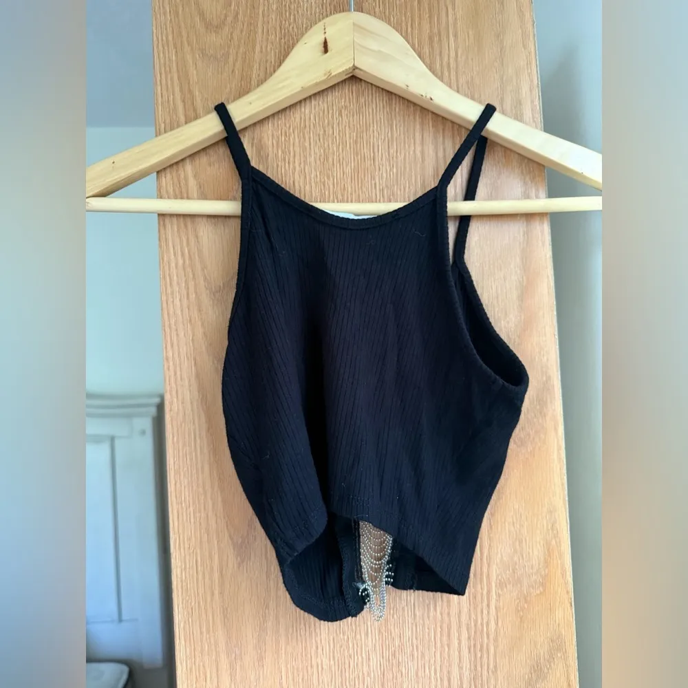 LF Black Tank Top with front Silver Chain Accent - Image 3